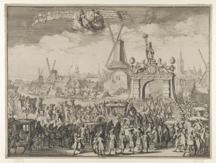 Entrance of William III into The Hague (Inhaling van S.K. Maj. aende Westeynder brug door de E.A. Magistraet van s'Gravenhage / Reception de sa Majesté au pont du Westende) from Bidloo, Inkomste van K...