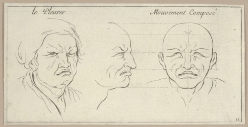 Le Pleurer and mouvement composé (from Caractères des passions, gravés sur les desseins de l'illustre Monsieur le Brun), 1695-1720.