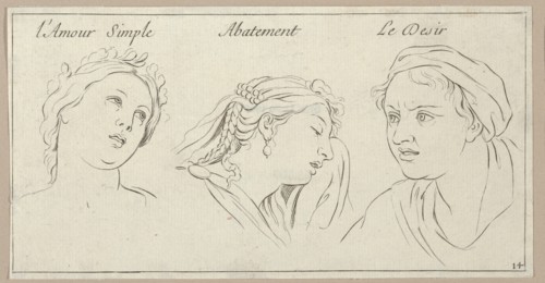 l'Amour simple, Abattement, Le Desir (from Caractères des passions, gravés sur les desseins de l'illustre Monsieur le Brun), 1695-1720.
