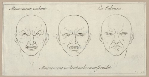 Mouvement Violent, Mouvement violent ou le coeur seroidit, La Jalousie (from Caractères des passions, gravés sur les desseins de l'illustre Monsieur le Brun), 1695-1720.