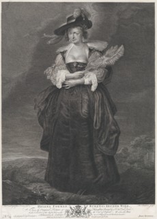 Portrait of Helena Fourment, Rubens' second wife, wearing a fur coat over her shoulders, 1767. Formerly attributed to Anthony van Dyck.