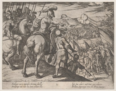 Plate 5: Alexander Directing a Battle, from The Deeds of Alexander the Great, 1608.