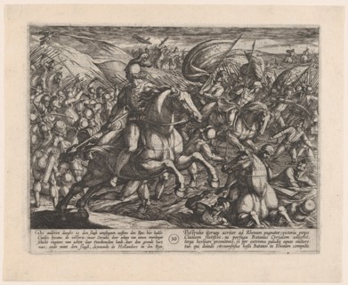 Plate 30: Cerialis Driving the Dutch into the Rhine, from The War of the Romans Against the Batavians, 1611.