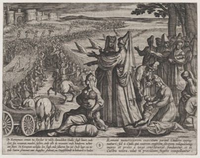 Plate 8: Women and Children Observe Civilis Battling the Romans, from The War of the Romans Against the Batavians (Romanorvm et Batavorvm societas), 1611.