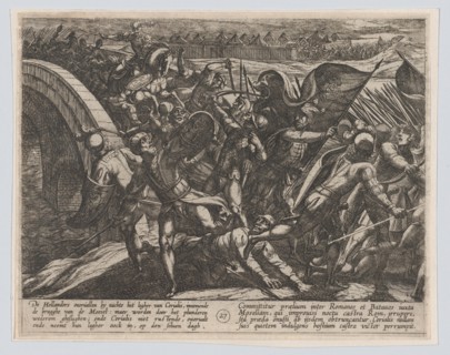 Plate 27: The Dutch During a Surprise Attack of the Roman Camp on the Moselle, from The War of the Romans Against the Batavians (Romanorvm et Batavorvm societas), 1611.