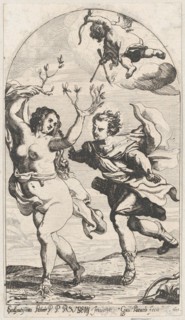 Daphne fleeing from Apollo, with Cupid overhead, 1631.