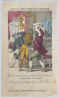 Auctioneer & Lawyer, Auctioneer Knocking Down a Bad Lot, early 19th century. [King's Columbian Jester].