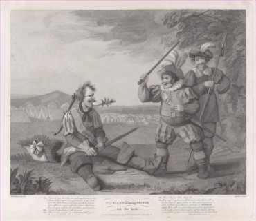 Fluellen Making Pistol Eat the Leek (Shakespeare, Henry V, Act 5, Scene 1), August 1, 1795.