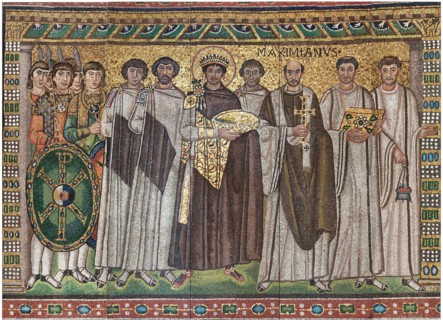 Emperor Justinian and Members of His Court, Byzantine, early 20th century (original dated 6th century).