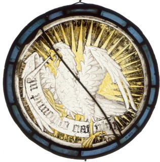 Roundel with an Eagle and Inscription, British, 15th century.
