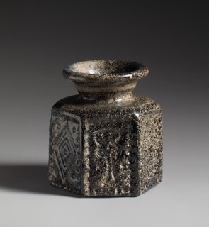 Hexagonal Pilgrim's Jar with Jewish Symbol, Byzantine, ca. 578-636.