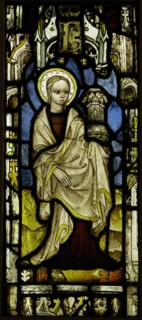 Stained Glass Panel with St. Barbara, British, ca. 1450.