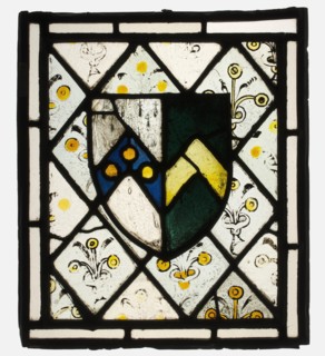 Stained Glass Panel with Heraldic Shield of Johnson, British, ca. 1500.