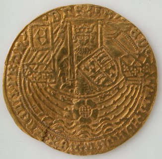 Coin with Rose Noble and Edward IV, British, 1464-1470.