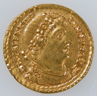 Gold Solidus of Emperor Valentinian I (r. 364-75), Byzantine, 364-375.