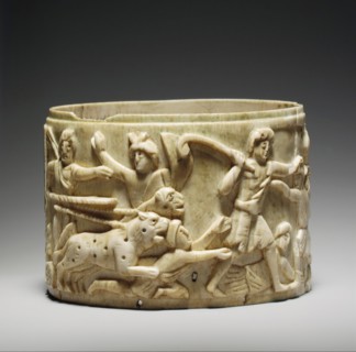 Ivory Pyx with the Triumph of Dionysos in India, Byzantine, mid-500s.