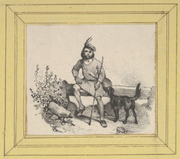 Man sitting with a dog, mid-19th century.