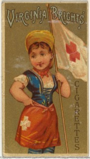 From the Girls and Children series (N64) promoting Virginia Brights Cigarettes for Allen & Ginter brand tobacco products, 1886.