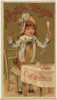 From the Girls and Children series (N64) promoting Virginia Brights Cigarettes for Allen & Ginter brand tobacco products, 1886.