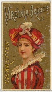 From the Girls and Children series (N64) promoting Virginia Brights Cigarettes for Allen & Ginter brand tobacco products, 1886.
