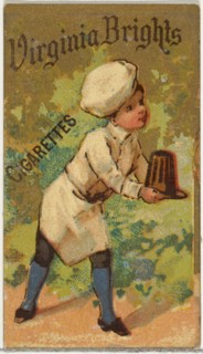 From the Girls and Children series (N64) promoting Virginia Brights Cigarettes for Allen & Ginter brand tobacco products, 1886.
