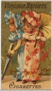 From the Girls and Children series (N64) promoting Virginia Brights Cigarettes for Allen & Ginter brand tobacco products, 1886.