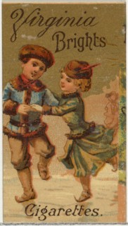 From the Girls and Children series (N64) promoting Virginia Brights Cigarettes for Allen & Ginter brand tobacco products, 1886.