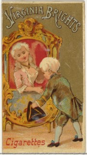 From the Girls and Children series (N64) promoting Virginia Brights Cigarettes for Allen & Ginter brand tobacco products, 1886.