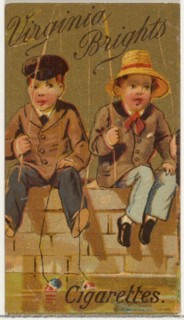 From the Girls and Children series (N64) promoting Virginia Brights Cigarettes for Allen & Ginter brand tobacco products, 1886.
