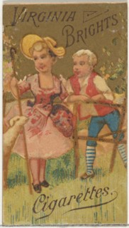 From the Girls and Children series (N64) promoting Virginia Brights Cigarettes for Allen & Ginter brand tobacco products, 1886.