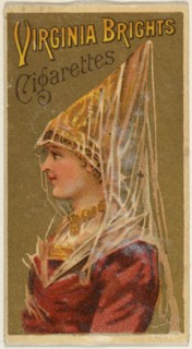 From the Girls and Children series (N64) promoting Virginia Brights Cigarettes for Allen & Ginter brand tobacco products, 1886.