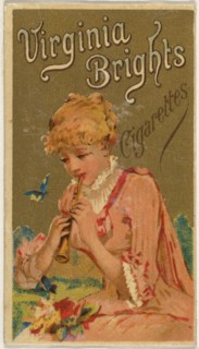 From the Girls and Children series (N64) promoting Virginia Brights Cigarettes for Allen & Ginter brand tobacco products, 1886.