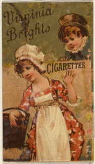 From the Girls and Children series (N64) promoting Virginia Brights Cigarettes for Allen & Ginter brand tobacco products, 1886.