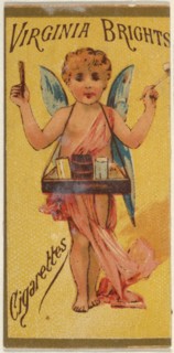 From the Girls and Children series (N64) promoting Virginia Brights Cigarettes for Allen & Ginter brand tobacco products, 1886.