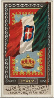 Italy, from Flags of All Nations, Series 1 (N9) for Allen & Ginter Cigarettes Brands, 1887.