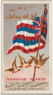 Hawaiian Islands, from Flags of All Nations, Series 1 (N9) for Allen & Ginter Cigarettes Brands, 1887.