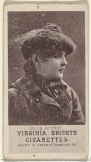 Belle Archer, from the Actresses series (N67) promoting Virginia Brights Cigarettes for Allen & Ginter brand tobacco products, ca. 1888.