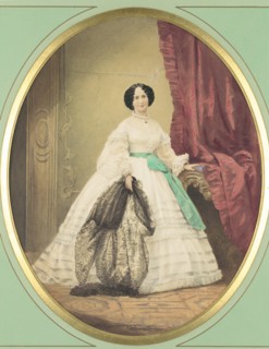 [Young Lady in White Dress with Green Sash], ca. 1857.