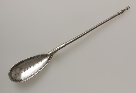 Silver Spoon, Byzantine, mid-6th-mid-7th century. Inscription in Latin: puritas, or "purity."