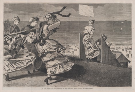 On the Bluff at Long Branch, at the Bathing Hour (Harper's Weekly, Vol. XIV), August 6, 1870.