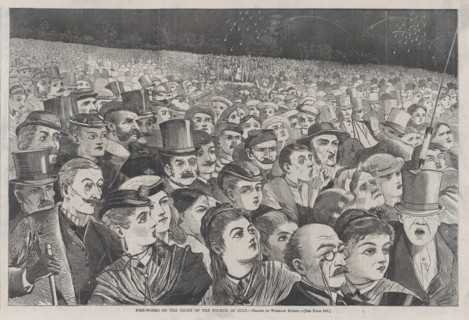 Fire-Works on the Night of the Fourth of July (Harper's Weekly, Vol. XII), July 11, 1868. Creator: Unknown.