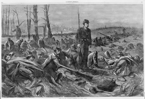 Army of the Potomac - Sleeping on Their Arms (Harper's Weekly, Vol. VIII), May 28, 1864. Formerly attributed to Winslow Homer.