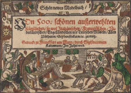 Title page from Schön newes Modelbuch (Page 1r), 1608. [Designs for lace and embroidery].