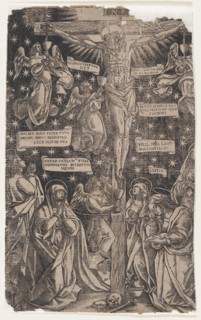 Christ on the Cross surrounded by mourners, ca. 1700-1800.