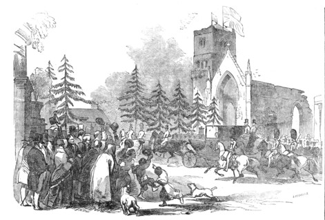 The Royal Party passing the triumphal arch