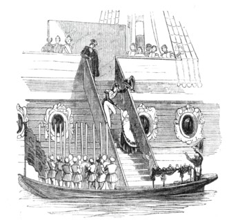 Her Majesty going on board the Royal George