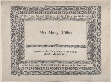Trade Card for the Theater in Oxford