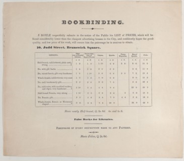 Trade card for J. Royle