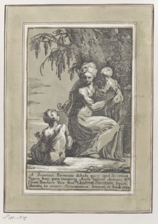 A Woman Standing at the Foot of a Tree Holding an Infant