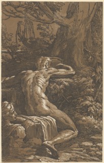 Man seated viewed from behind (Narcissus)